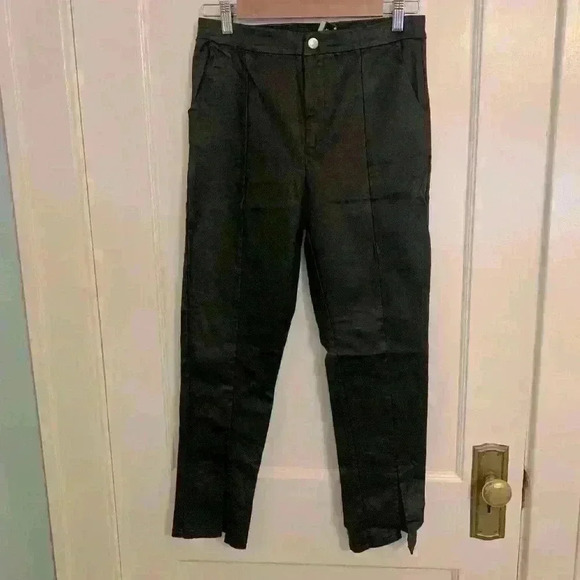 Princess Polly Ryan Pants, Black faux leather style, split hem, Women’s size 10 - Picture 3 of 9